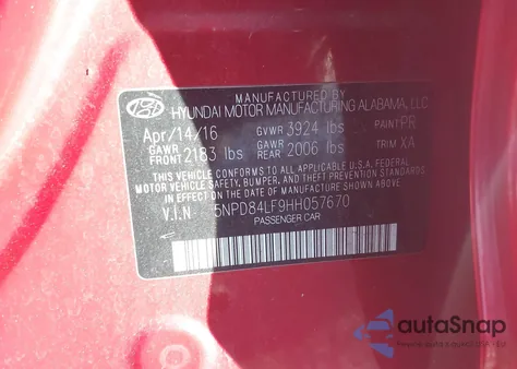 2017 Hyundai Elantra Se z USA, uszkodzony, nr VIN 5NPD84LF9HH057670